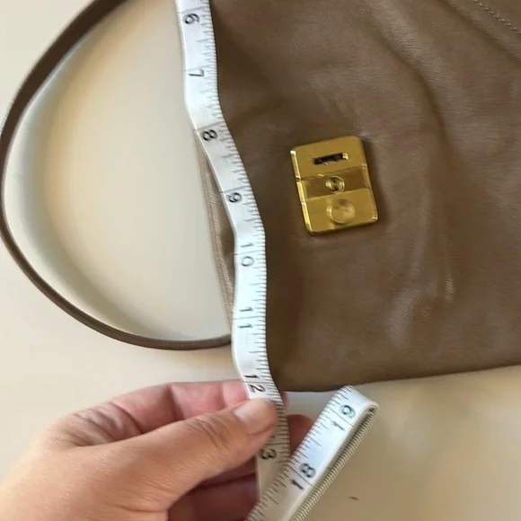 Leather Kindle Ready | latte colored triangle shaped handmade crossbody - Picture 10 of 13